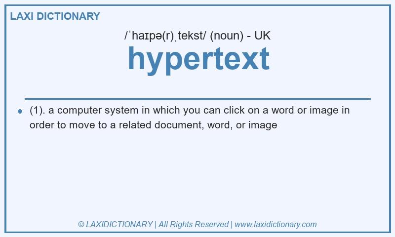 Definition hypertext in British English