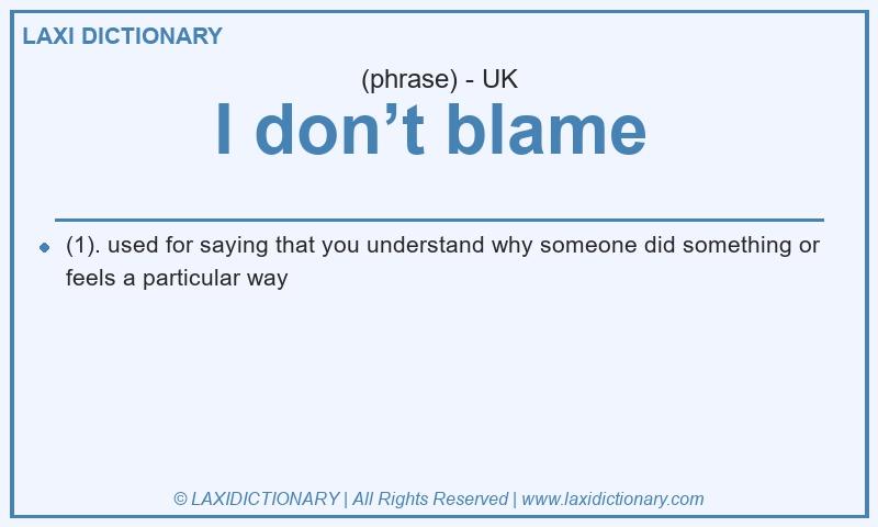 Definition I don’t blame in British English