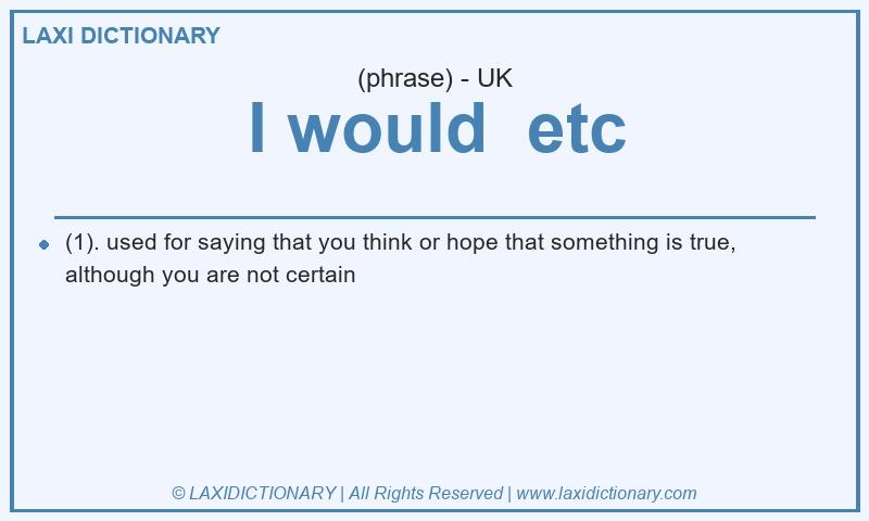 Definition I would  etc in British English
