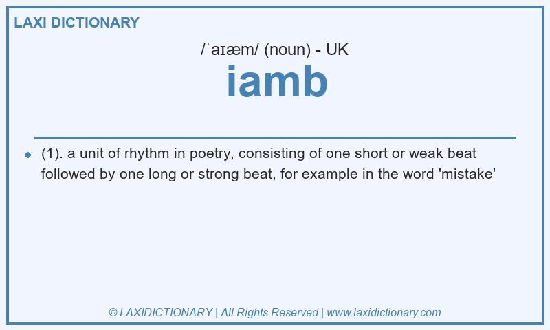 Definition iamb in British English