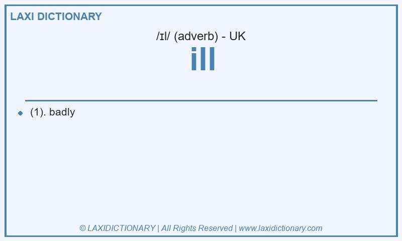 Definition ill in British English