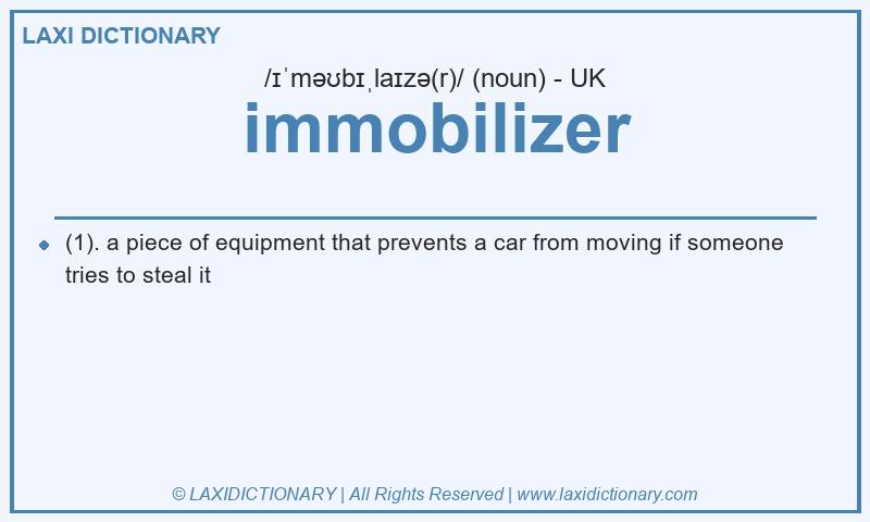 Definition immobilizer in British English