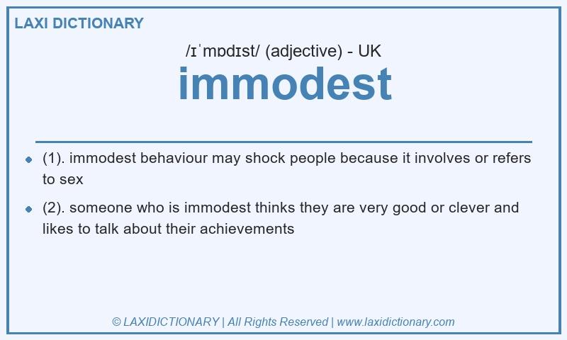 Definition immodest in British English