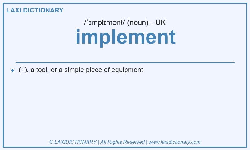 Definition implement in British English