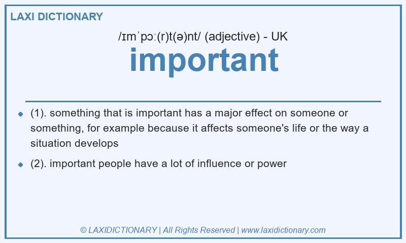 Definition important in British English