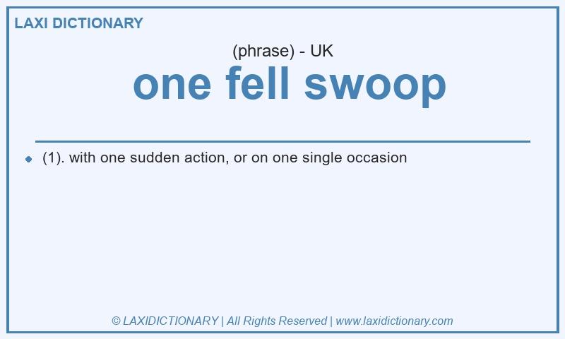 Definition  one fell swoop in British English