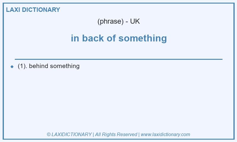 Definition in back of something in British English
