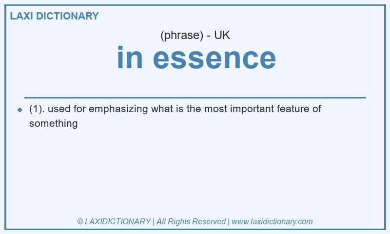 Definition in essence in British English