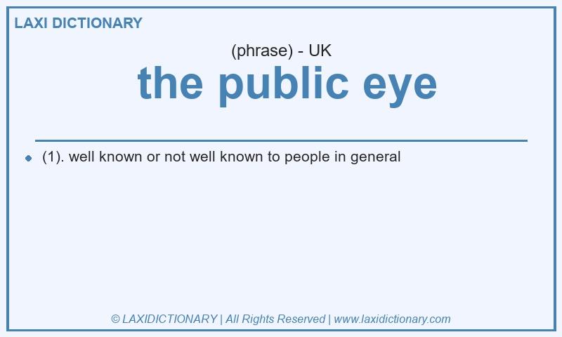 Definition the public eye in British English