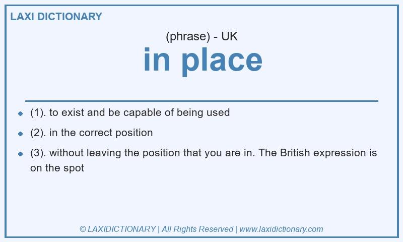 Definition in place in British English