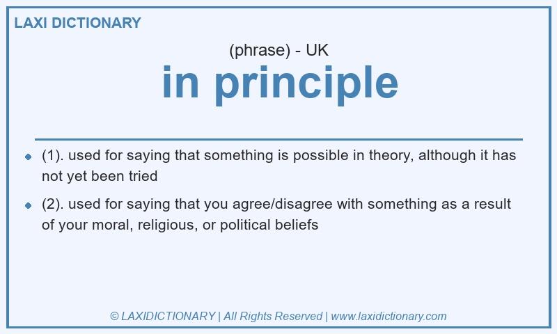 Definition in principle in British English