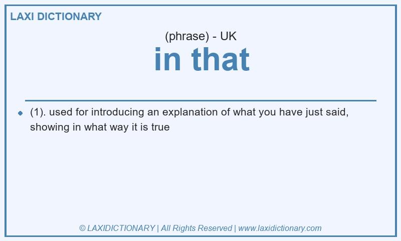 Definition in that in British English