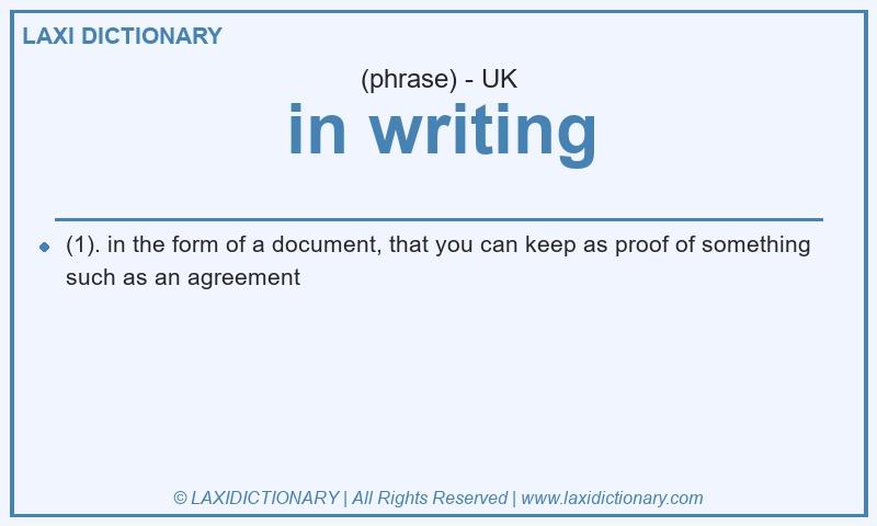 Definition in writing in British English