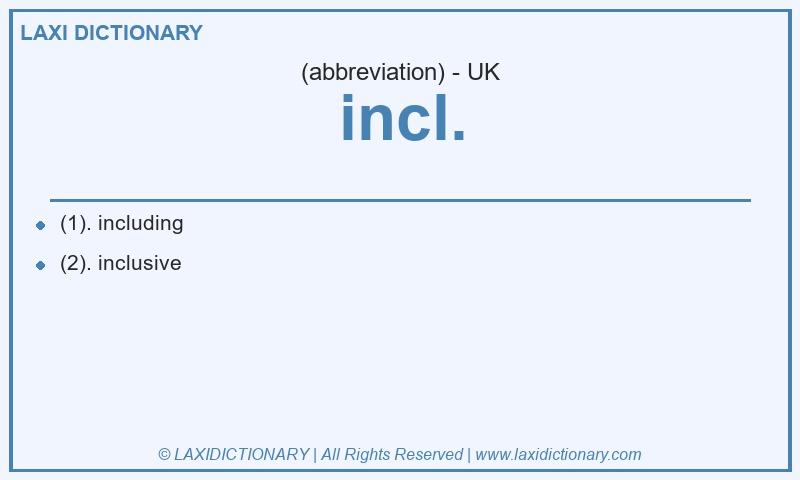 Definition incl. in British English