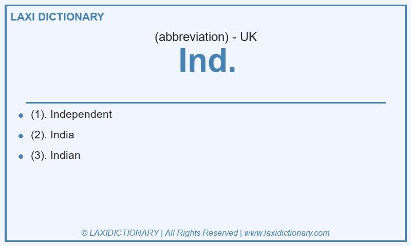 Definition Ind. in British English