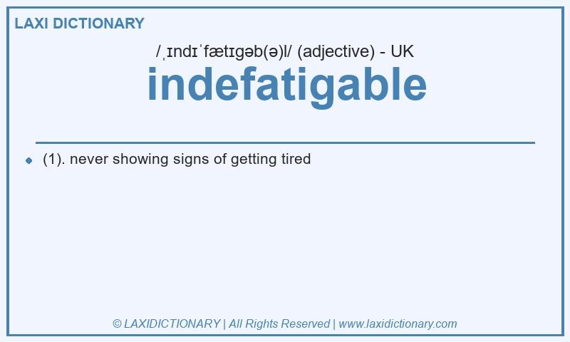 Definition indefatigable in British English