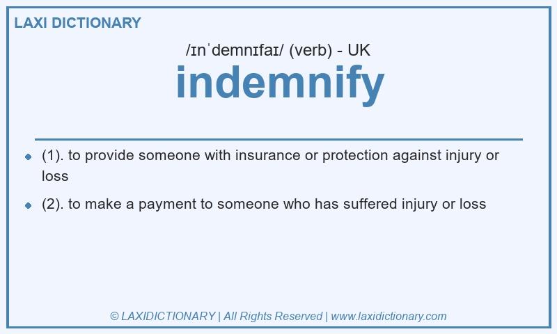 Definition indemnify in British English