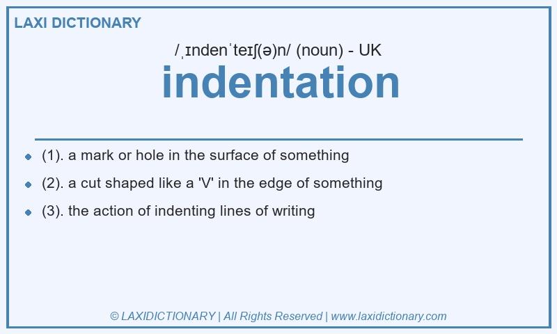 Definition indentation in British English