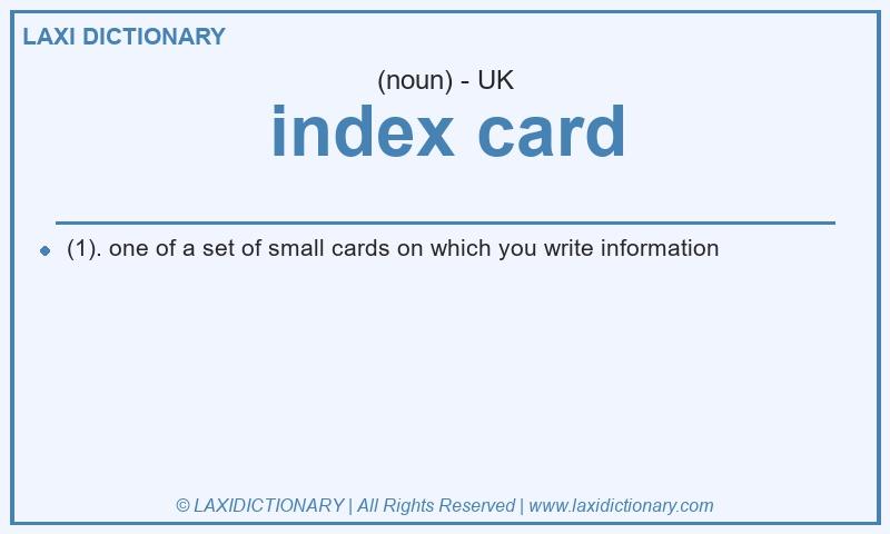 Definition index card in British English