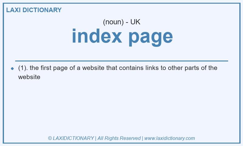 Definition index page in British English