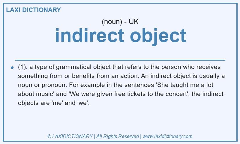 Definition indirect object in British English