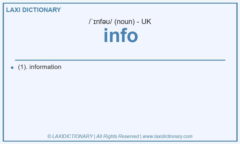 Definition info in British English