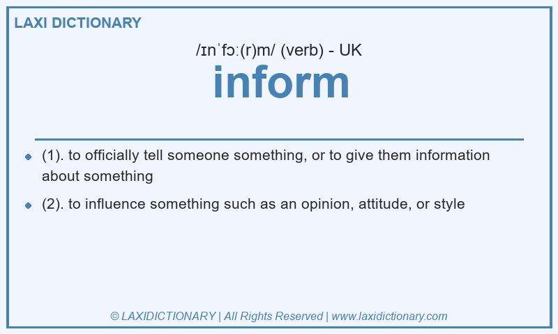 Definition inform in British English