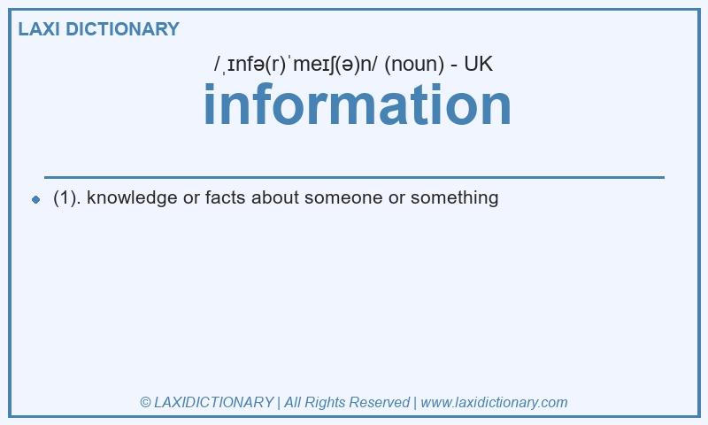 Definition information in British English