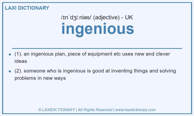 Definition ingenious in British English