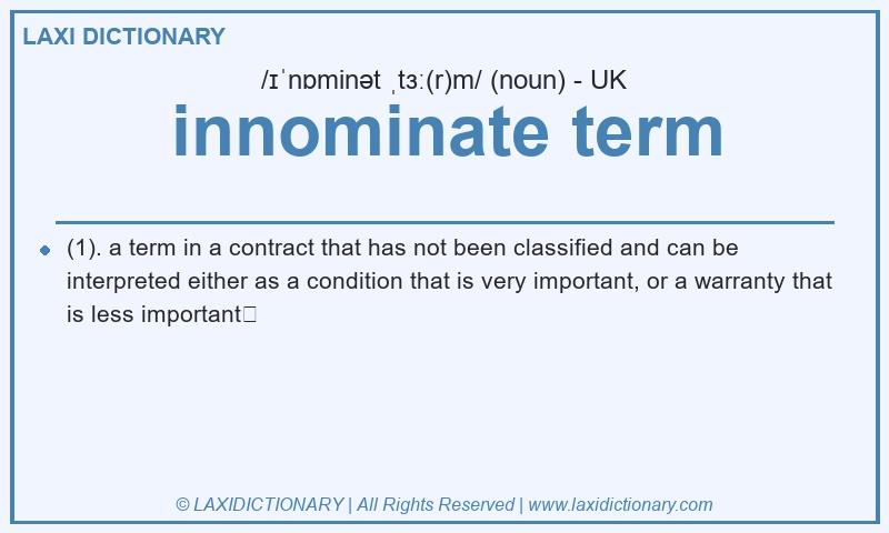 Definition innominate term in British English