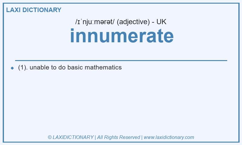 Definition innumerate in British English