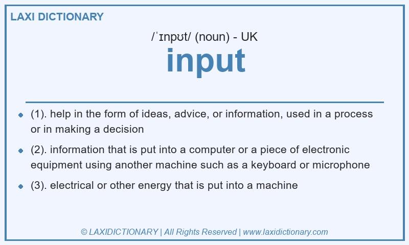 Definition input in British English
