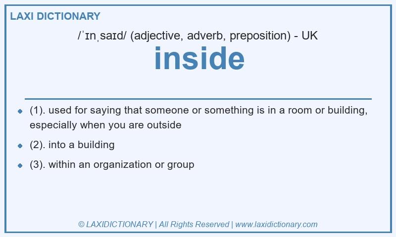 Definition inside in British English
