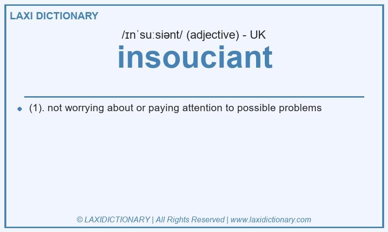 Definition insouciant in British English