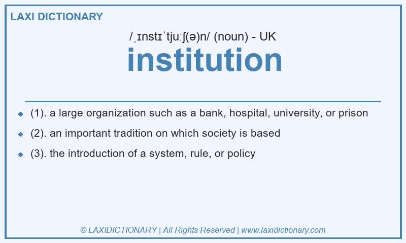 Definition institution in British English