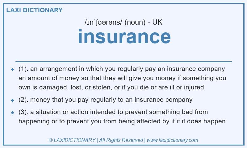 Definition insurance in British English