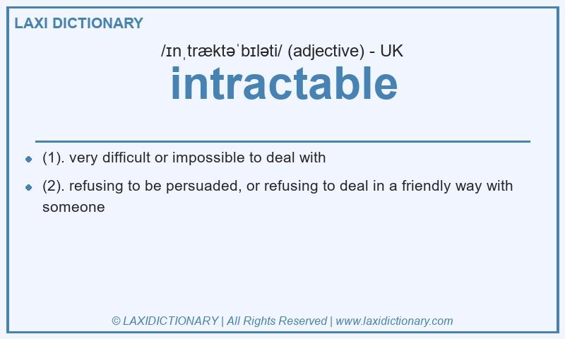 Definition intractable in British English