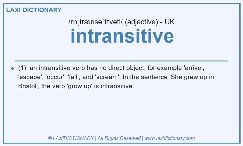 Definition intransitive in British English