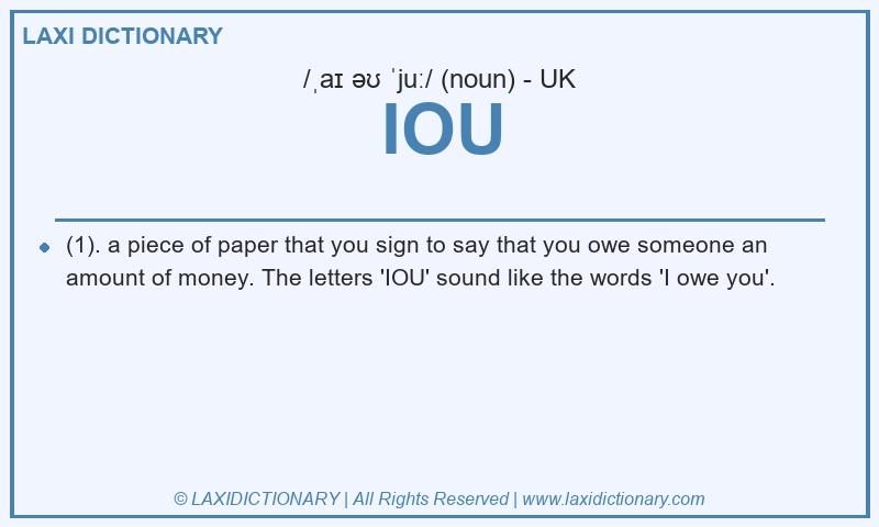 Definition IOU in British English