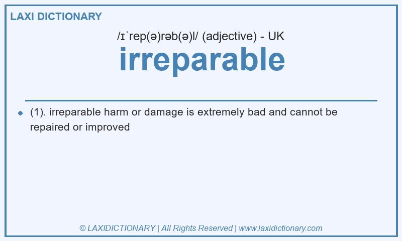 Definition irreparable in British English