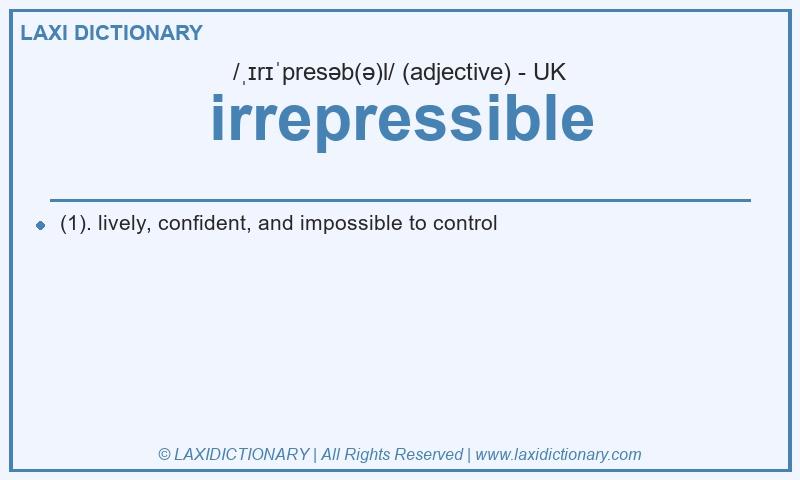 Definition irrepressible in British English