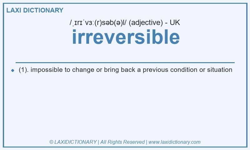 Definition irreversible in British English