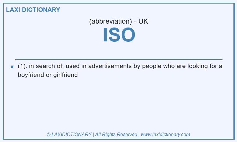 Definition ISO in British English