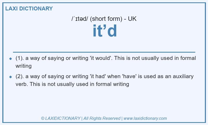 Definition it’d in British English