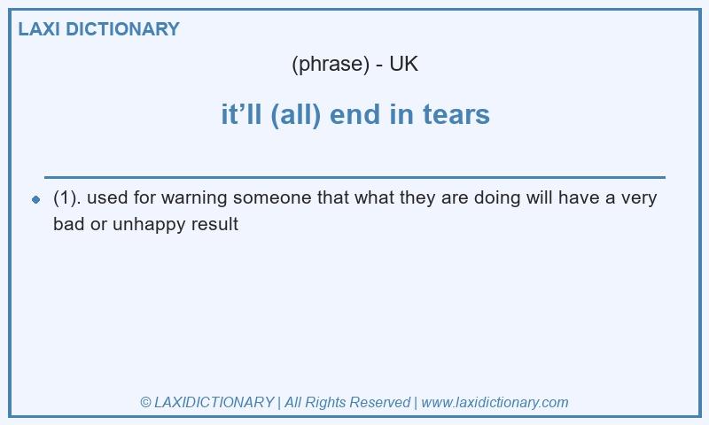 Definition it’ll (all) end in tears in British English