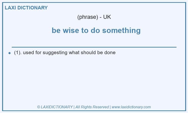Definition be wise to do something in British English