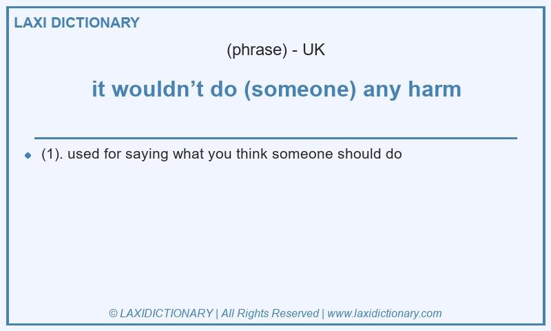 Definition it wouldn’t do (someone) any harm in British English