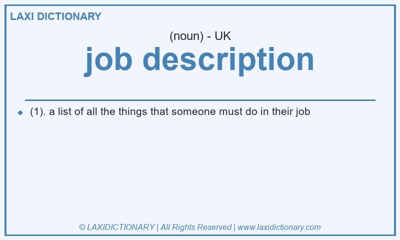 Definition job description in British English