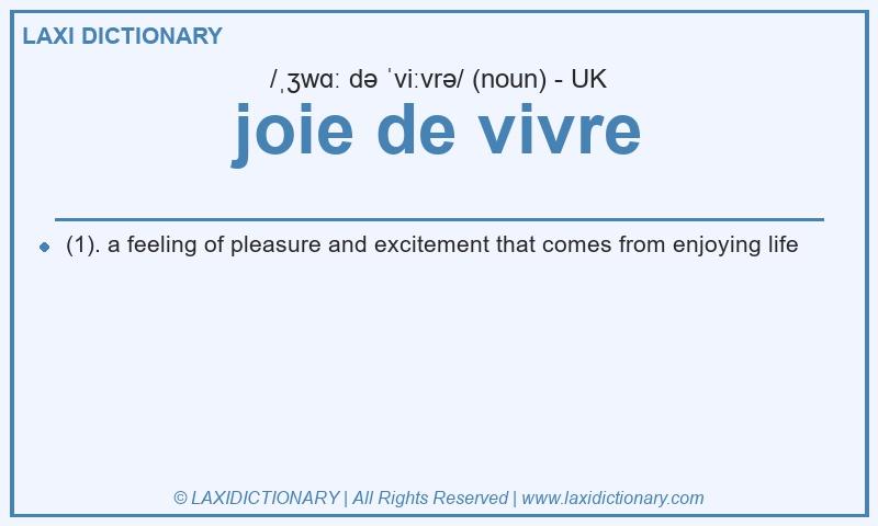 Definition joie de vivre in British English