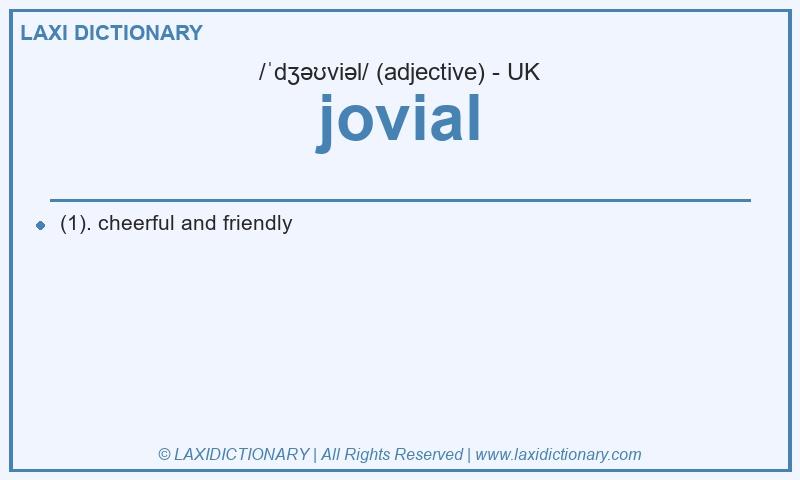 Definition jovial in British English
